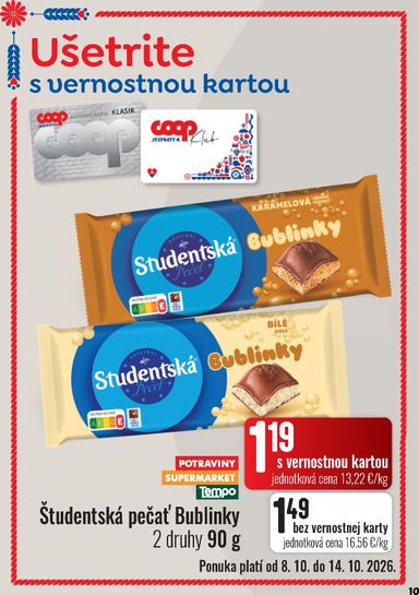 Leták COOP Jednota - COOP Jednota - Vranov nad Topľou od 08.10. do 14.10. - strana 10