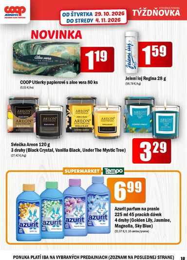 Leták COOP Jednota - COOP Jednota - Vranov nad Topľou od 29.10. do 04.11. - strana 18