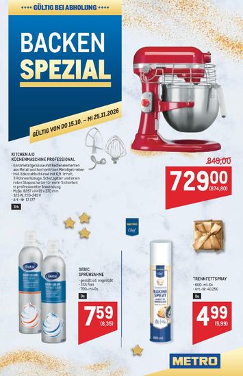METRO-Flugblatt - Metro - Backen Spezial gültig ab 15.10. bis 25.11. - seite 1