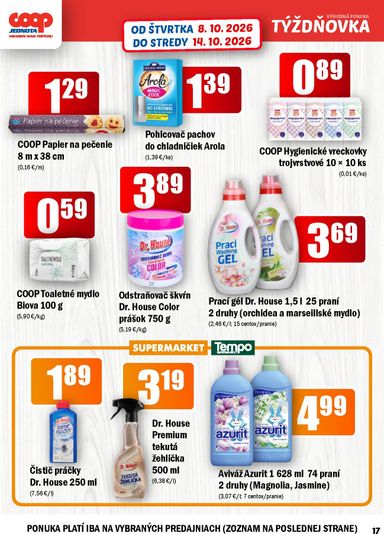 Leták COOP Jednota - COOP Jednota - Vranov nad Topľou od 08.10. do 14.10. - strana 17