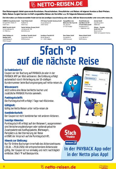 Prospekt Netto - Netto Marken Discount - Reisen gültig ab 01.10. bis 31.10. - seite 2