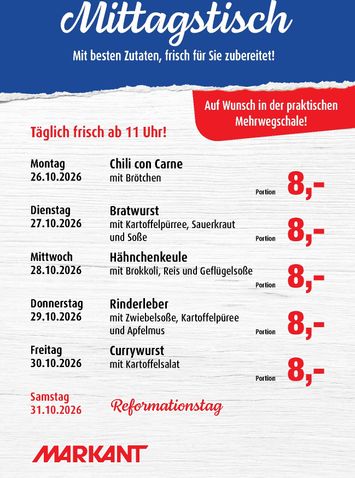 Prospekt Markant - Markant Freu Dich Drauf - Mittagstisch gültig ab 26.10. bis 31.10. - seite 1