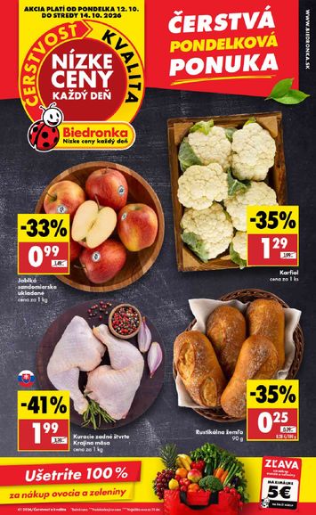 Leták Biedronka - Biedronka - Čerstvá pondelková ponuka od 12.10. do 14.10. - strana 1