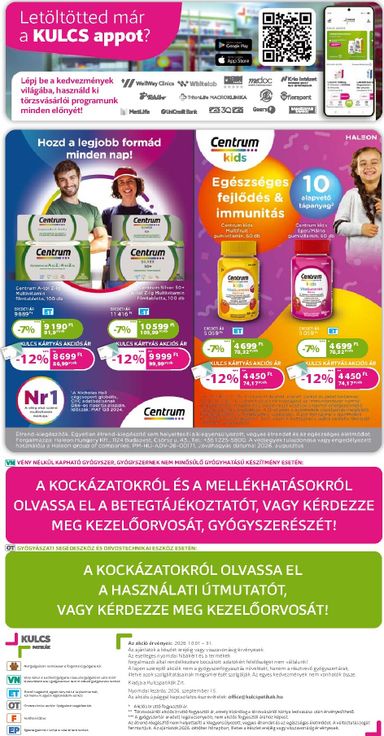 Akciós újság Kulcs Patikák - Kulcs Patika érvényes 10.01.-tól 10.31.-ig - 20 oldal