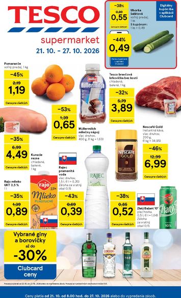 Leták Tesco - Tesco supermarket od 21.10. do 27.10. - strana 1