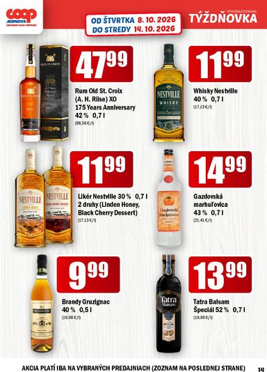 Leták COOP Jednota - COOP Jednota - Vranov nad Topľou od 08.10. do 14.10. - strana 14