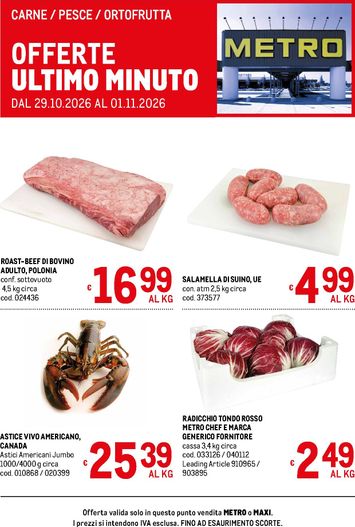 Volantino METRO - Metro - Offerte freschissimi valido dal 29/10 al 01/11 - pagina 1