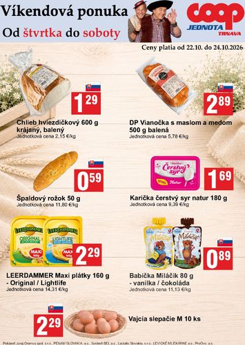 Leták COOP Jednota - COOP Jednota - Víkendová ponuka od 22.10. do 24.10. - strana 1