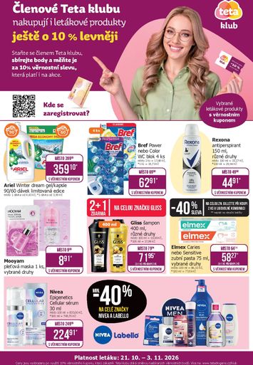 Leták Teta drogerie - Teta drogerie - Klubová akce od 21.10. do 03.11. - strana 1