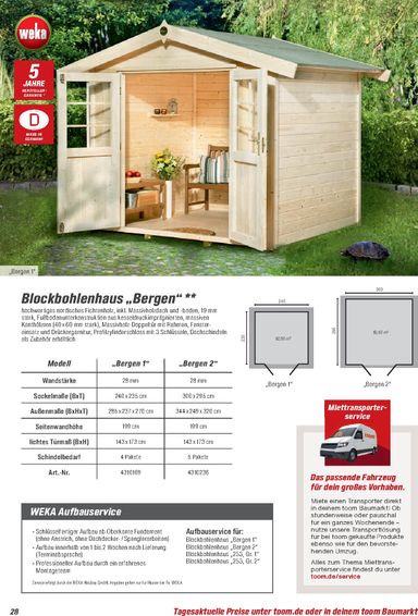 Prospekt toom - Toom - Gartenhäuser & Carports gültig ab 01.03. bis 31.12. - seite 28