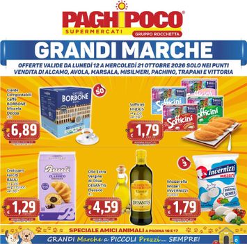 Volantino Paghi Poco - Paghi Poco - Alcamo / Avola / Marsala / Messina / Misilmeri / Pachino / Trapani / Vittoria valido dal 12/10 al 21/10 - pagina 1