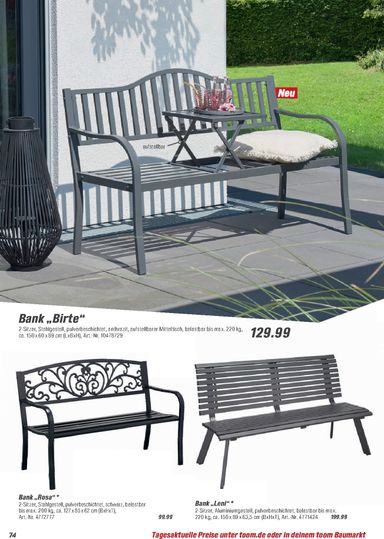 Prospekt toom - Toom - Gartenmöbel & Solar-Leuchten gültig ab 01.03. bis 31.12. - seite 74