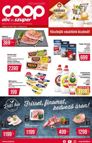 Akciós újság Coop - Coop - Tisza érvényes 10.29.-tól 11.04.-ig - 1 oldal