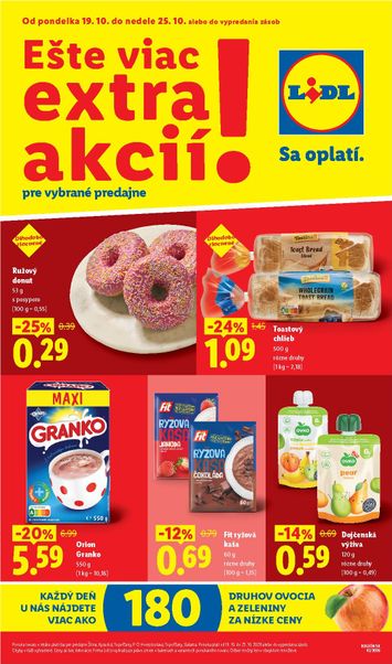 Leták Lidl - Lidl - Ešte viac extra akcií od 19.10. do 25.10. - strana 1