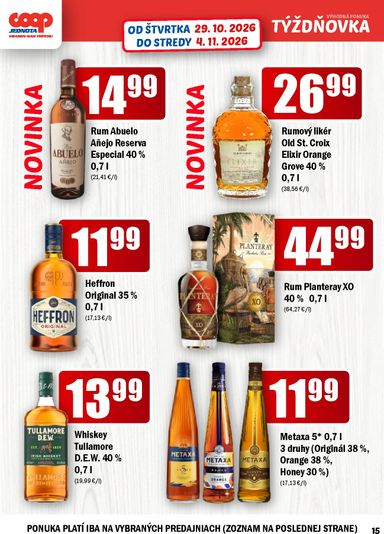 Leták COOP Jednota - COOP Jednota - Vranov nad Topľou od 29.10. do 04.11. - strana 15