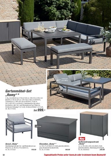 Prospekt toom - Toom - Gartenmöbel & Solar-Leuchten gültig ab 01.03. bis 31.12. - seite 14