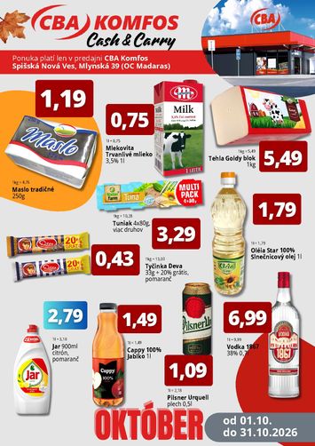 Leták CBA - CBA - Spišská Nová Ves od 01.10. do 31.10. - strana 1