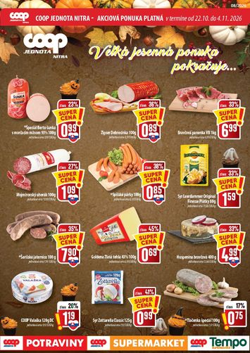 Leták COOP Jednota - COOP Jednota - Nitra od 22.10. do 04.11. - strana 1
