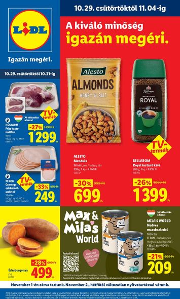 Akciós újság Lidl - Lidl érvényes 10.29.-tól 11.04.-ig - 1 oldal