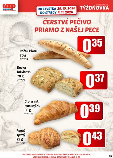 Leták COOP Jednota - COOP Jednota - Vranov nad Topľou od 29.10. do 04.11. - strana 19