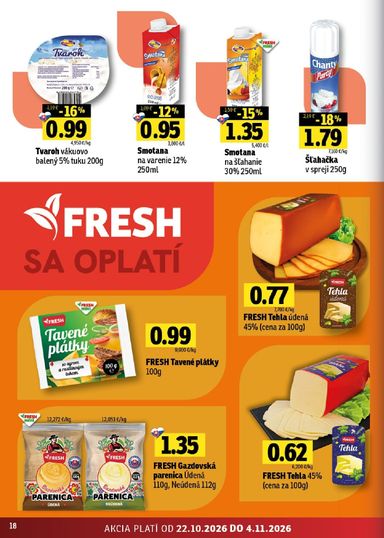 Leták FRESH - Fresh Východné Slovensko od 22.10. do 04.11. - strana 18