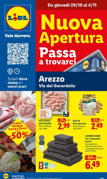Volantino Lidl - Lidl - Nuova apertura Arezzo valido dal 29/10 al 04/11 - pagina 1