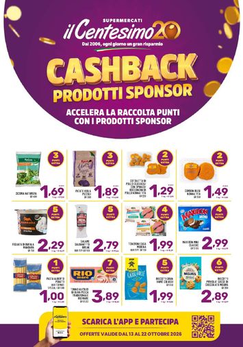 Volantino il Centesimo - il Centesimo - Cashback valido dal 13/10 al 22/10 - pagina 1