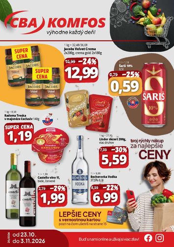 Leták CBA - CBA - Komfos od 23.10. do 03.11. - strana 1