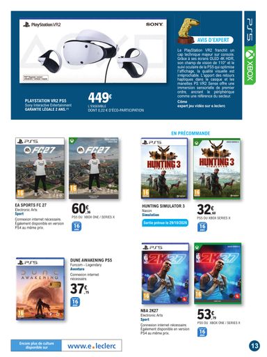 Catalogue E.Leclerc - E.Leclerc - Le guide jeu vidéo valable dès le 20/10 au 07/11 - page 13