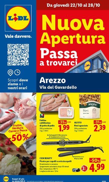 Volantino Lidl - Lidl - Nuova apertura Arezzo valido dal 22/10 al 28/10 - pagina 1