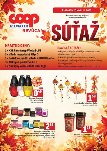 Leták COOP Jednota - COOP Jednota - Revúca od 19.10. do 08.11. - strana 1