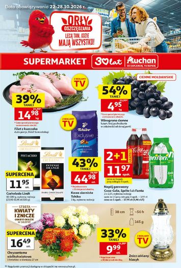 Leták Auchan Poľsko - Supermarket Auchan Poľsko od 22.10. do 28.10. - strana 1