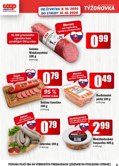 Leták COOP Jednota - COOP Jednota - Vranov nad Topľou od 08.10. do 14.10. - strana 5