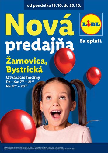 Leták Lidl - Lidl - Nová predajňa v Žarnovici od 19.10. do 25.10. - strana 1