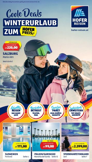 Leták Hofer Rakúsko - Hofer Rakúsko - HOFER REISEN Katalog od 28.10. do 01.12. - strana 1