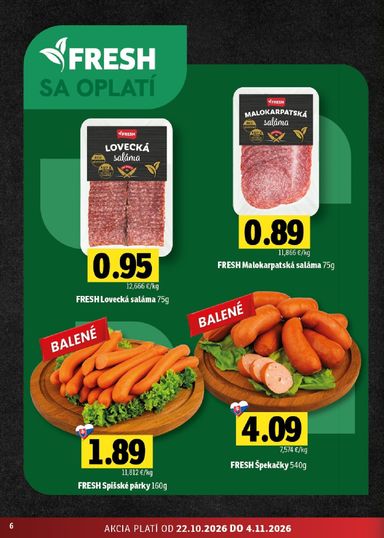 Leták FRESH - Fresh Východné Slovensko od 22.10. do 04.11. - strana 6