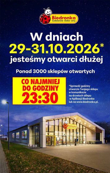 Leták Biedronka Poľsko - Biedronka Poľsko - Otwarci dłużej 29-31.10 od 29.10. do 31.10. - strana 1