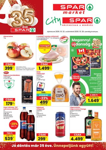 Akciós újság Spar - SPAR - Market, City érvényes 10.22.-tól 10.28.-ig - 1 oldal