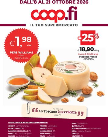 Volantino Coop Firenze - Coop Firenze - Il tuo supermercato valido dal 08/10 al 21/10 - pagina 1