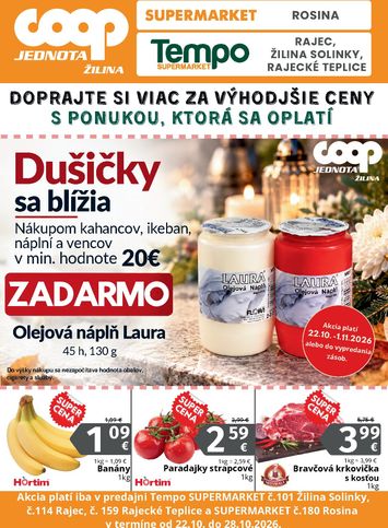 Leták COOP Jednota - COOP Jednota - Žilina od 22.10. do 28.10. - strana 1