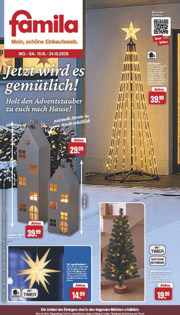 Prospekt Famila Nordwest - Famila Nordwest - Jetzt wird es gemütlich gültig ab 19.10. bis 24.10. - seite 1