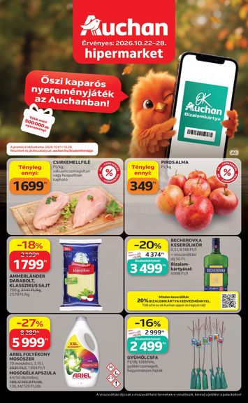 Akciós újság Auchan - Auchan Hipermarket érvényes 10.22.-tól 10.28.-ig - 1 oldal
