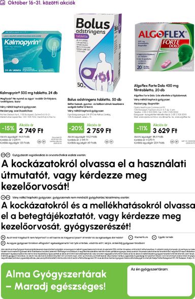 Akciós újság Alma Gyógyszertárak - Alma Gyógyszertárak érvényes 10.01.-tól 10.31.-ig - 20 oldal