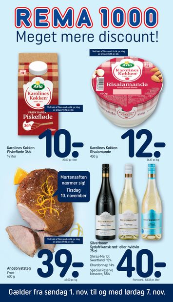 Brochurer Rema 1000 - Rema 1000 gyldig fra 01.11. til 07.11. - side 1