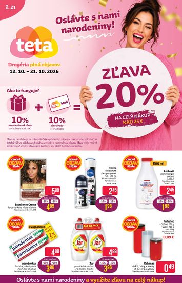 Leták Teta drogérie - Teta drogerie od 12.10. do 21.10. - strana 1