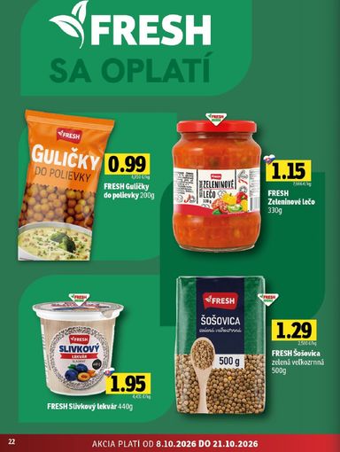 Leták FRESH - Fresh - Východné Slovensko od 08.10. do 21.10. - strana 22