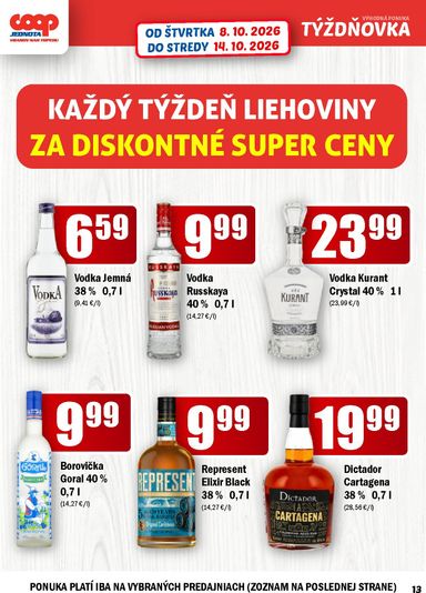 Leták COOP Jednota - COOP Jednota - Vranov nad Topľou od 08.10. do 14.10. - strana 13