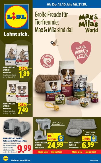 Lidl-Flugblatt - Lidl - Große Freude für Tierfreunde gültig ab 15.10. bis 21.10. - seite 1