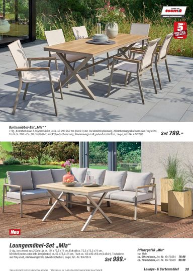 Prospekt toom - Toom - Gartenmöbel & Solar-Leuchten gültig ab 01.03. bis 31.12. - seite 39