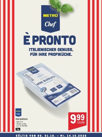 METRO-Flugblatt - Metro - Chef Mini Burrata gültig ab 01.10. bis 14.10. - seite 1